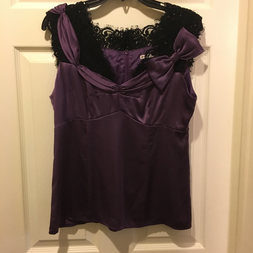 🎈Nanette Lepore purple lace and silk top